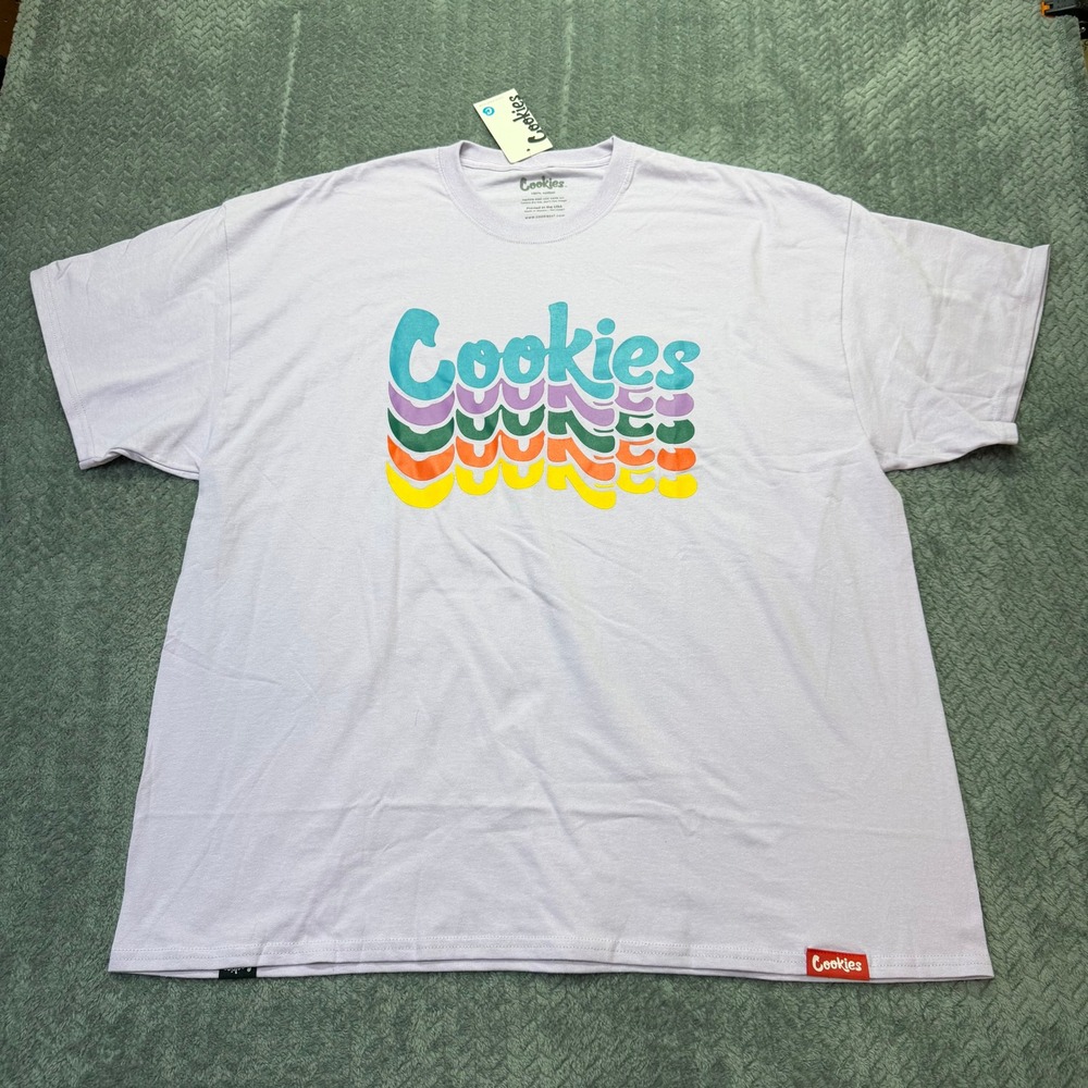 NWT Cookies SF T-Shirt Mens 3X Relaxed Lavender Purple Stacked Logo Cotton New